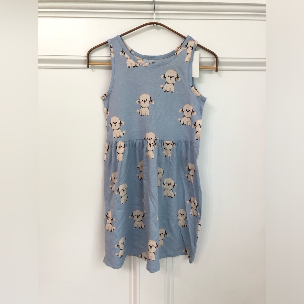 H&M Light Blue Puppy Print Tank Dress 8/10